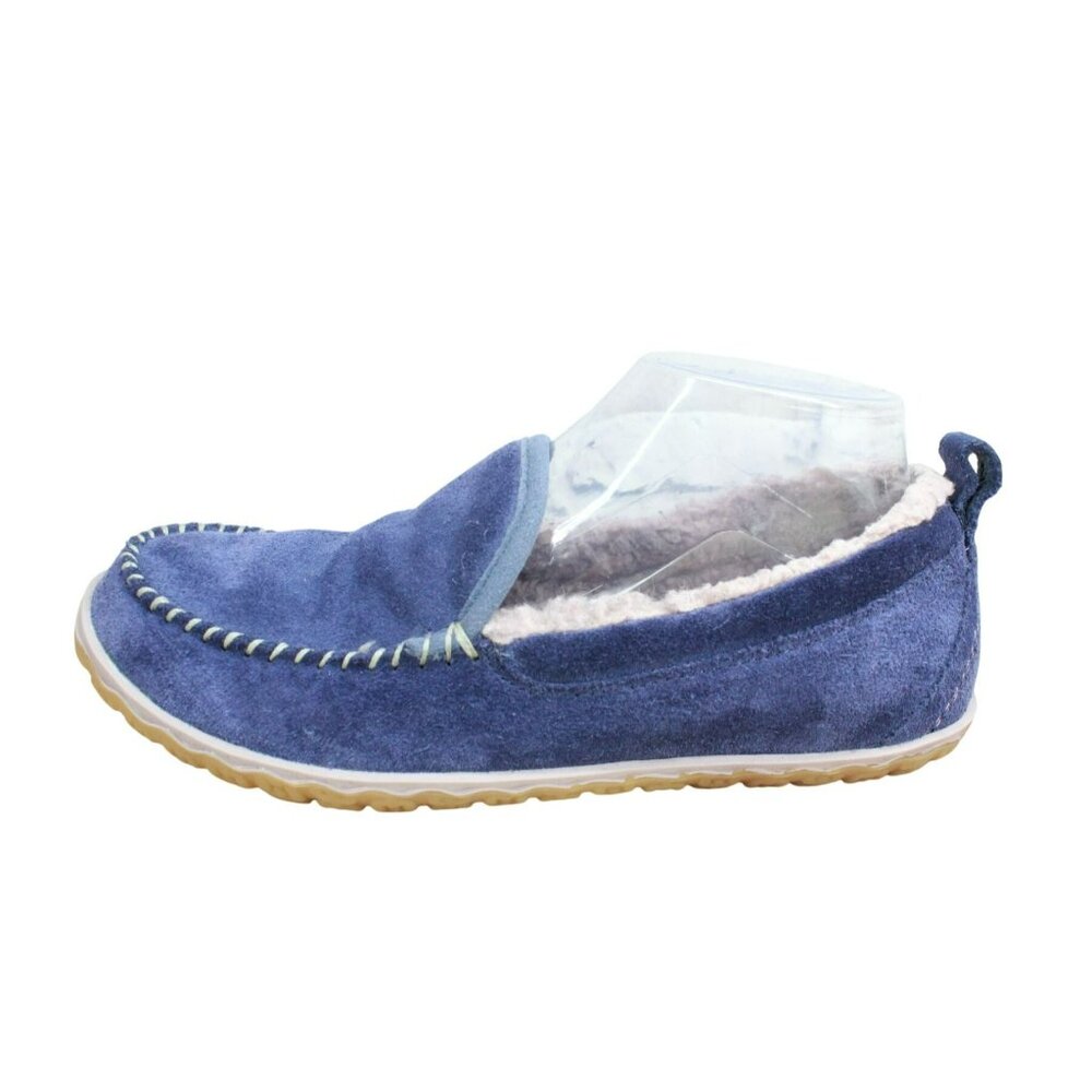 LL Bean Purple Suede Slip On Fleece Lined Mountain Moccasin Slippers Size 8 M